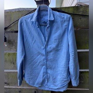 Frank & Eileen $278 Eileen Button Down Long Sleeve Top Blouse Baby Blue Beachy